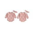 thumbnail image 2 of Gupgi Newborn Baby Girl Romper Infant Sweatshirt Fall Winter Ruffle Long Sleeve Floral Bodysuits with Headband, 2 of 9