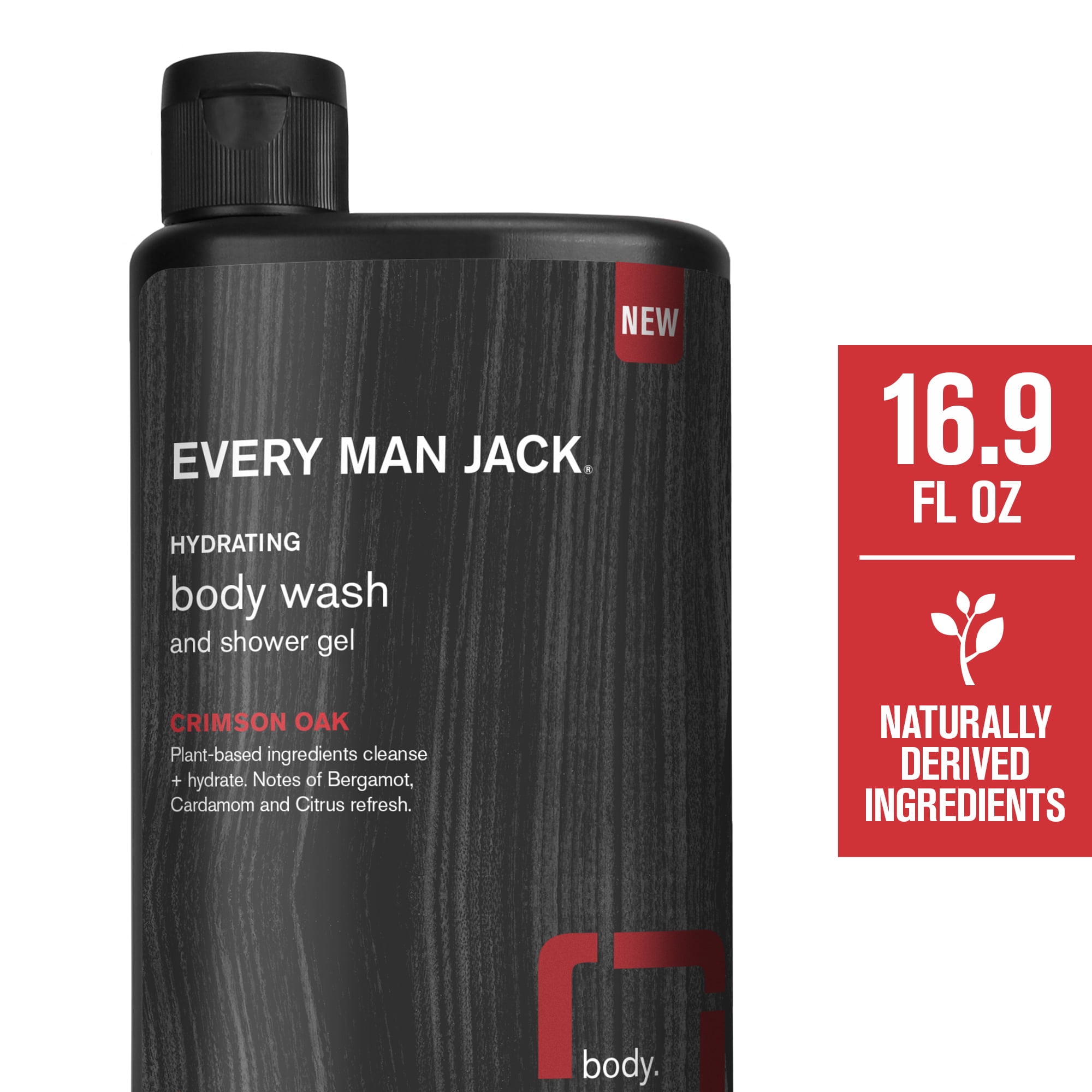 Every Man Jack Crimson Oak Hydrating Body Wash for Men, Naturally Derived, 16.9 oz