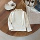 thumbnail image 1 of Blusas y camisas de manga larga con cuello redondo para niños, sudadera deportiva informal de color liso con cuello redondo y manga larga para niñas, top de poliéster, 1 of 5