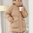 thumbnail image 4 of MIUOWANP Womens Winter Coats Fashionable Ladies Zipper Long Sleeve Winter Thickened Cotton Coat Khaki XL, 4 of 5