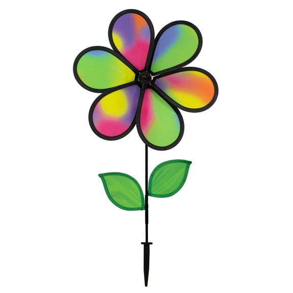 In the Breeze 2787 — Jewel Flower Spinner with Leaves, 12-Inch — Colorful and Fun Wind Spinner for Yards and Gardens