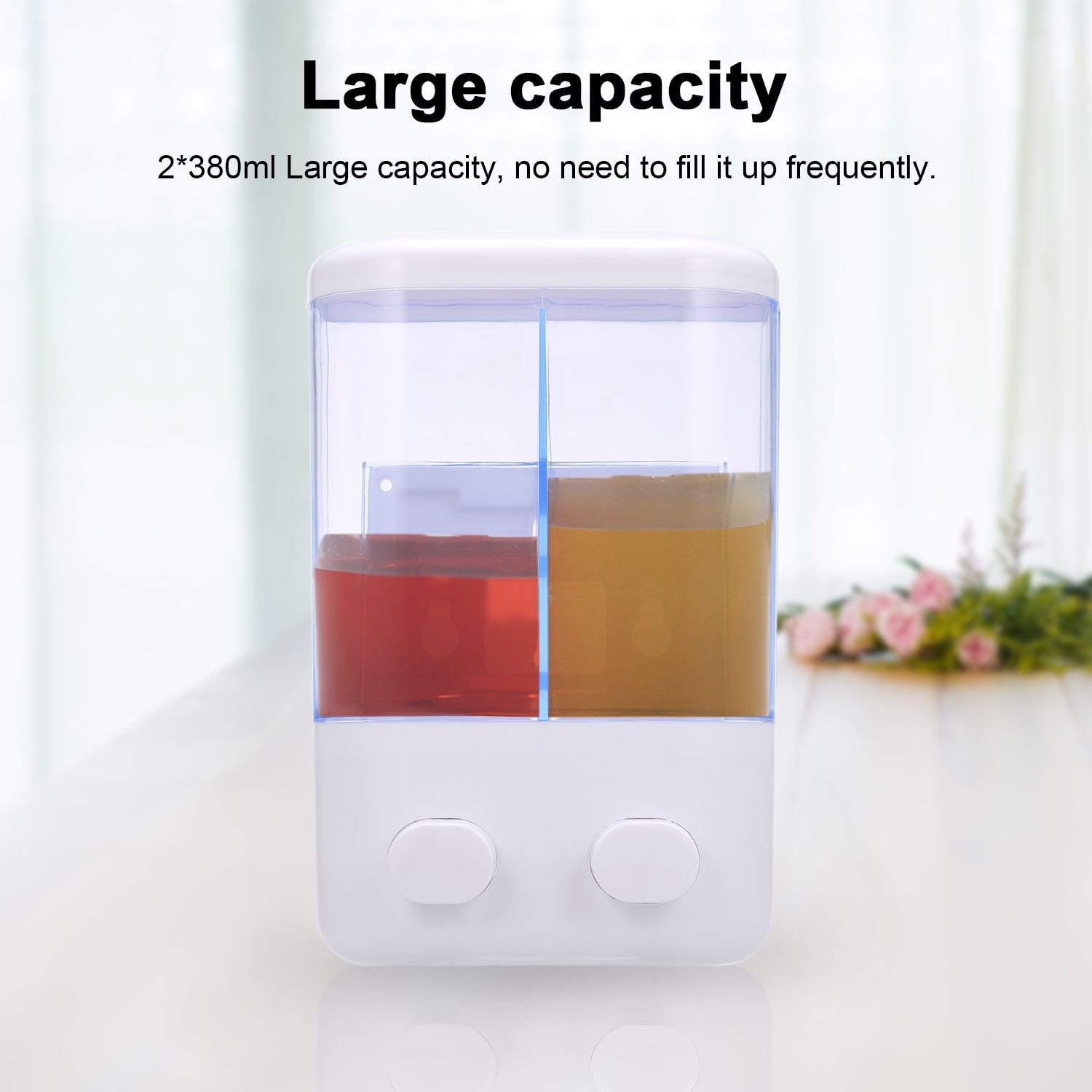 Double 380ml Soap Dispenser Wall-mount Shower Bath Shampoo Dispenser Manual R3Z0