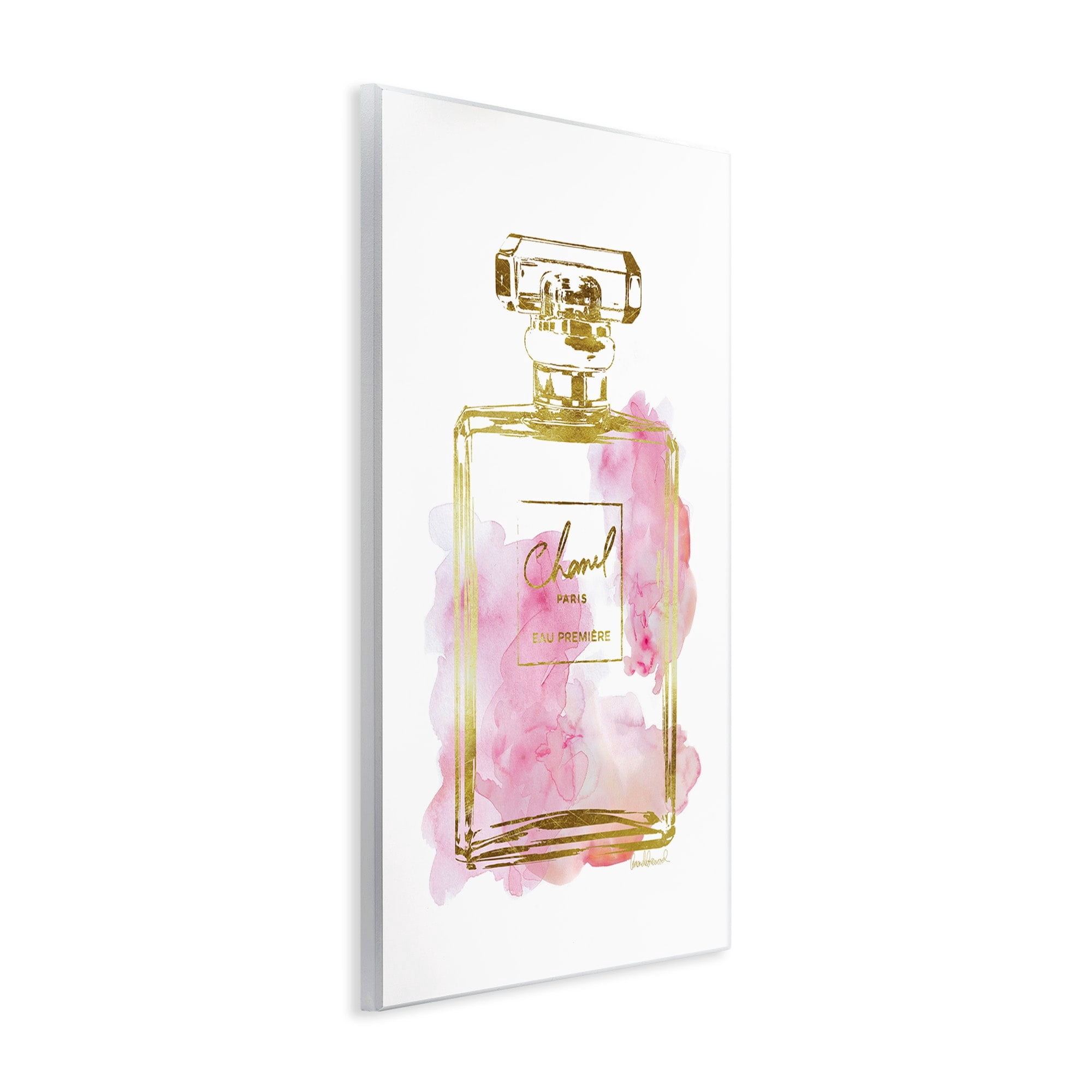 The Stupell Home Decor Collection Perfume Bottle Gold Pink Wall Art