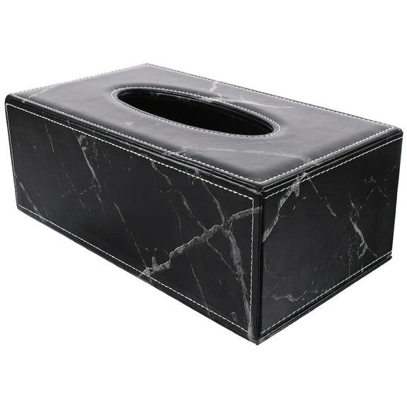Rattan Marble Tissue Box Beautiful Tissue Box Office 25.5X14X10CM Black
