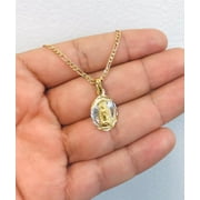 primejewelry269 - 14K Gold Filled Virgen De Guadalupe Necklace 20x13mm figaro Chain 20" For Womens Gifts