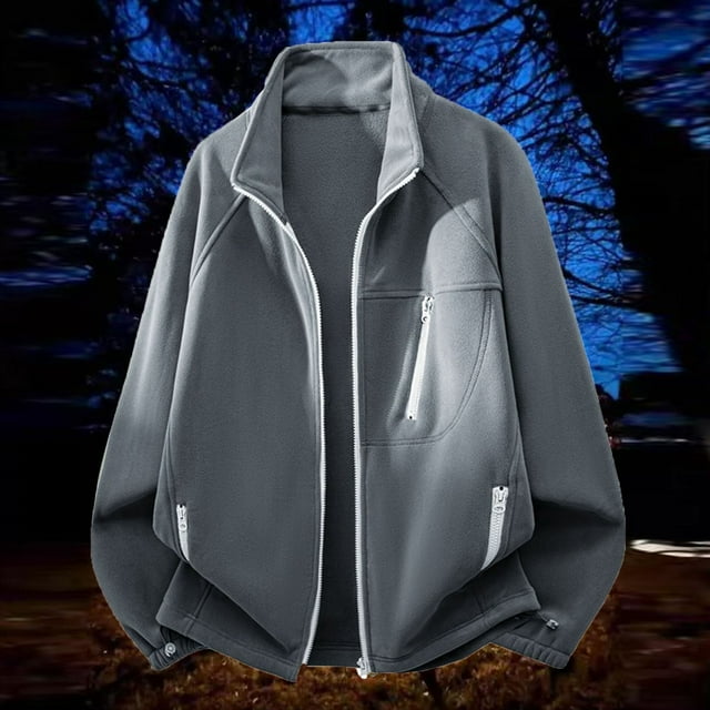 Veste Décontractée en Polaire pour Hommes avec Poches Zippées et Col Montant pour Activités Extérieures