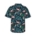 thumbnail image 3 of Picia Flamingos And Birds Gentle Cotton Regular Fit Short Sleeve Casual Hawaiian Shirt for Men-Large, 3 of 9