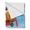 thumbnail image 2 of Cartoon Airplane Soft Flannel Fleece Blanket, Child Girl Flying Biplane over the River Green Field with Hills and Trees, Cozy Plush for Indoor and Outdoor Use, 70" x 90", Multicolor, by Ambesonne, 2 of 5