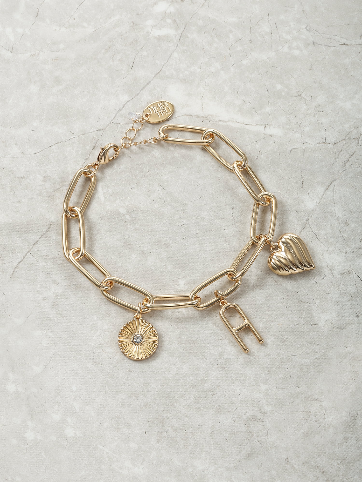 Time and Tru Goldtone Initial Charm Bracelet, Initial A