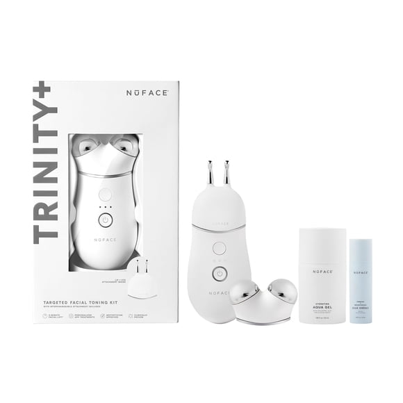 NuFACE TRINITY+ Dispositivo facial de microcorriente + Accesorio eficaz para labios y ojos - Dispositivo de tonificación facial y estiramiento de la piel aprobado por la FDA para tratamiento específic