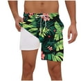 thumbnail image 2 of lcziwo Swim Trunks for Men Hawaiian Beach Shorts Pockets Drawstring Elastic Waist Loose Surfing Shorts Rash Guard Beach Shorts Green L, 2 of 5