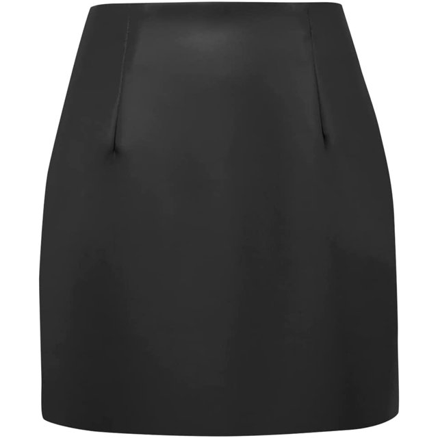 Falda a cuadros de cintura alta para mujer Negro (Leather Black) XL Negro (Leather Black) XL Xishao ropa