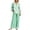 Green, variant on Pant Suits For Women, V‑Neck Button Accent 3/4 Sleeve Leaf Print Top And High Waist Wide Leg Pants Two‑Piece Dressy Casual Outfit, Polyester Women Set, S‑XXL, Plus Size Friendly