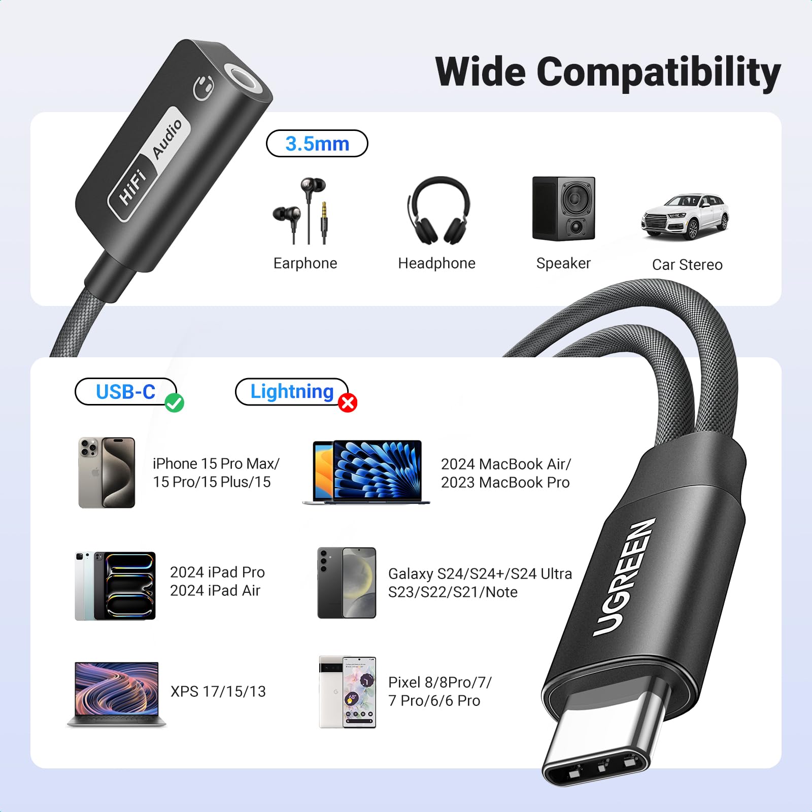 Adaptateur USB-C Vers Double Jack 3,5 Mm - Partage Audio Et Micro, DAC Intégré, Qualité Sonore Haute Définition