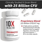 10X Health Probiotics Supplement – Probiotic Capsules for Immune Support & Gut Health, 60 Capsules