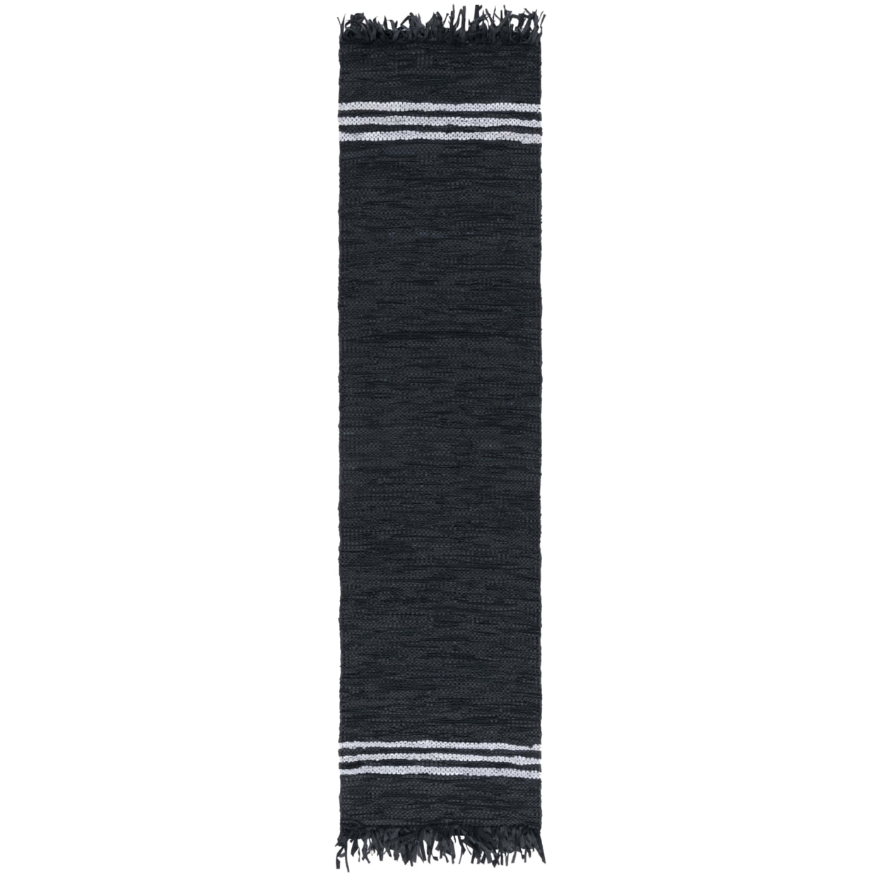 SAFAVIEH Vintage Leather Alexander Striped Area Rug, Black/Ivory, 8' x 10'