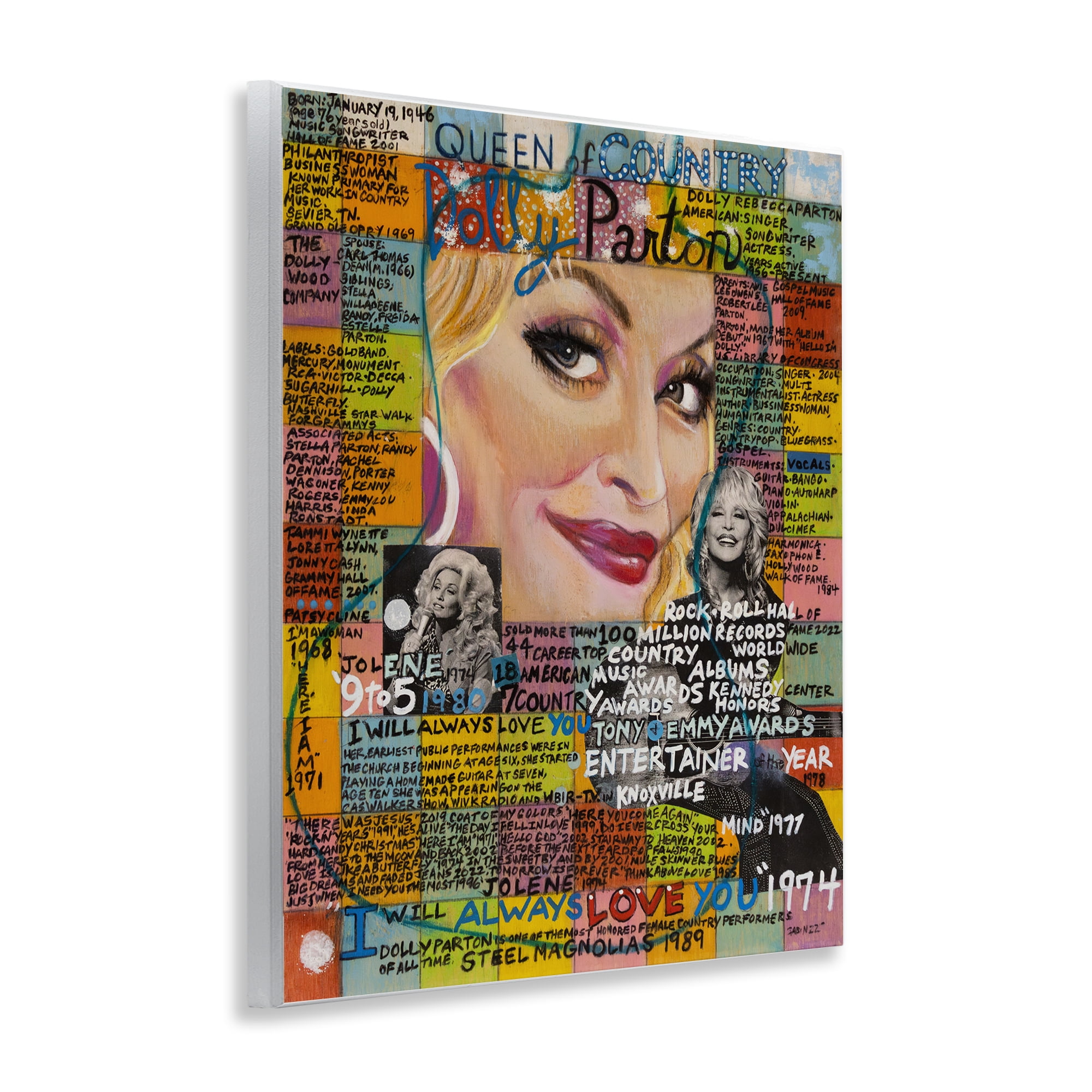 Stupell Industries Dolly Parton Collage People Drawing Unframed Art Print Wall Art, 11 x 14
