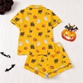 thumbnail image 4 of RMGVDSD Womens Pajama Sets Halloween Pajamas Lapel Short Sleeve Top and Shorts Sleepwear Button Down Loungewear Nightwear, 4 of 9