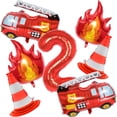 thumbnail image 3 of 1Set Fire Truck Balloons Set Red 32Inch Number Balloon Flame Balloons For Baby Shower Firefighter Birthday Party Decoration, 3 of 4