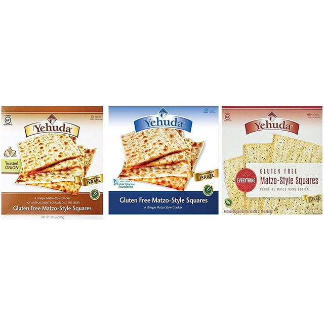 Yehuda Matzo Crackers Squares , Matzos Gluten Free, Variety Pack