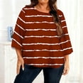 thumbnail image 4 of yillto Women Plus Size Blouse 3/4 Sleeve Striped Loose Tops Casual Dressy Shirts Crewneck Pullover Tees, 4 of 6
