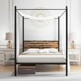 thumbnail image 3 of Infans Full Size Canopy Bed Frame 4-Poster Platform Bed Frame w/ Industrial Headboard, 3 of 7