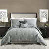 Ayesha Curry Strie 5 Piece Comforter Sets, Full/Queen with Shams, Decorative Pillow, Gray