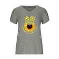 thumbnail image 5 of Pompotops Hauts d'Été pour Femmes Col en V Imprimé Tournesol T-Shirts Blouse Décontractée à Manches Pétales, 5 of 5