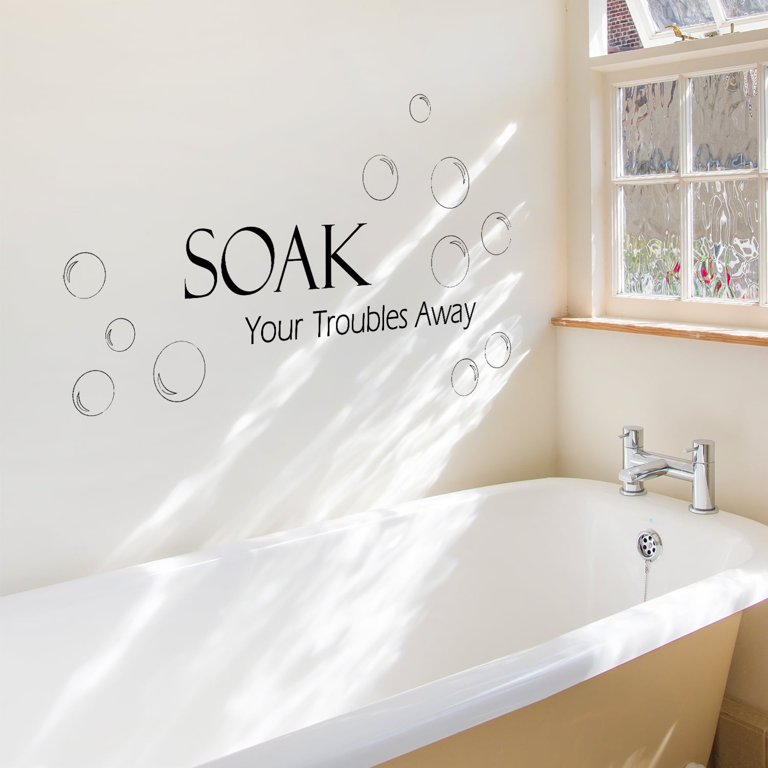 Bathroom Quote  Soak Your Troubles Away Wall  Stickers 