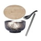 thumbnail image 3 of Round Soup Bowls Insulated Microwavable Japanese Style 6.5 Inch 1.5L Large Ceramic Ramen For Udon Cereal Fruit Pasta Snacks Blanco negro perfecl tazón de fideos, 3 of 5