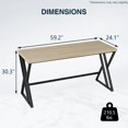 thumbnail image 2 of Demi Bonn 59 Inch Computer Desk, Waterproof Surface, 210LBS Capacity, with Heavy-duty Metal Frame and Crossbar-Gray, 2 of 8