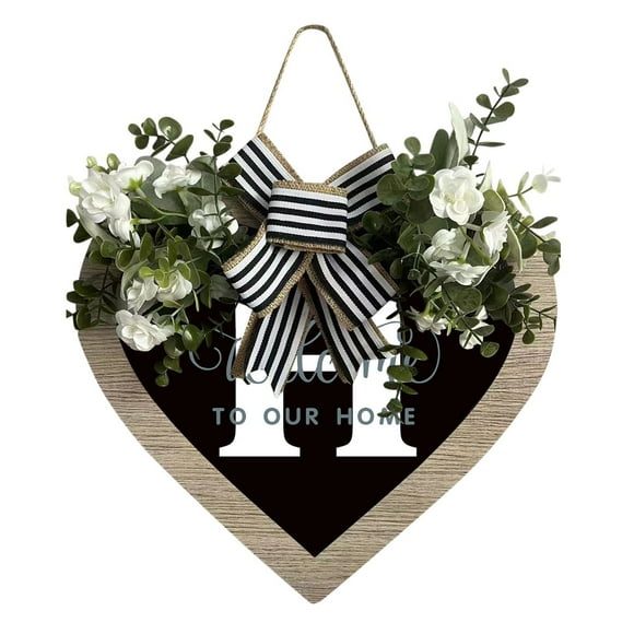 Binwennn Front Door Welcome Bathroom Decorations Flower Door Hangings Decorative A Z Last Name Heart Shaped Front Door Sign Wreath 26 Letter Farmhouse Wreath With Wreath Spring Wreaths For Front Door