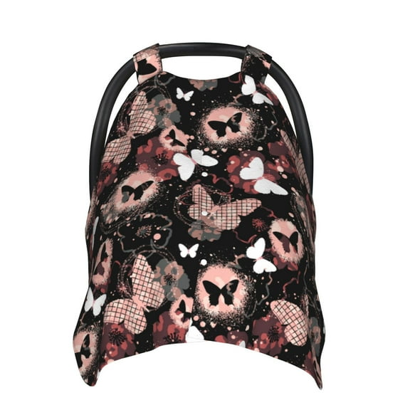 Car Seat Cover Baby - Butterflies1 Breathable Infant Car Seat Cover for Baby Carseat, Lightweight Comfort Baby Essentials Must Haves Newborn Stuff for Girl Boy