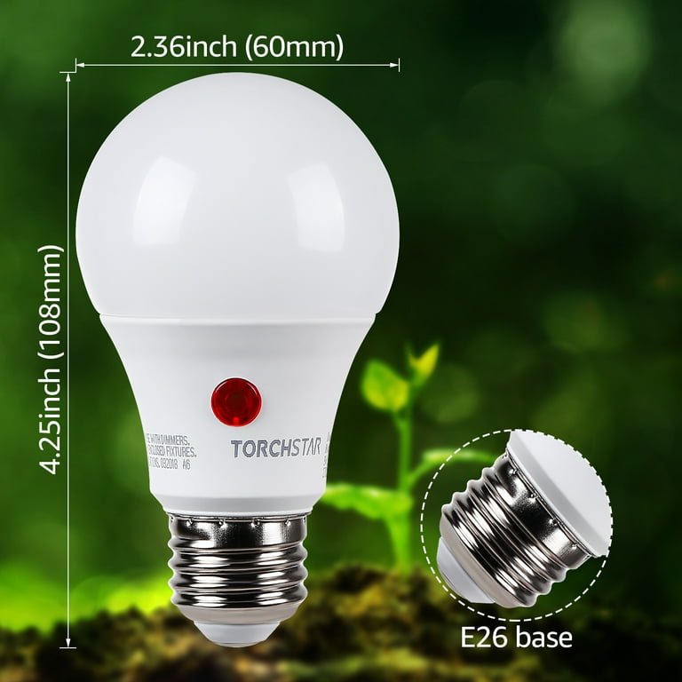 TORCHSTAR Bombilla LED con sensor de movimiento, 9 W (60 W Eqv) 900 LM,  base E26, bombilla LED activada por movimiento A19 para lavandería, sótano