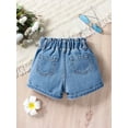 thumbnail image 2 of Baby Girl Floral Print Paperbag Waist Denim Shorts, 2 of 5