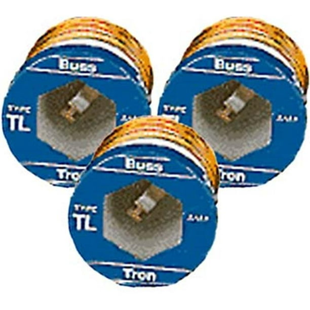 Cooper Bussmann BP/TL-20 Tron Time Delay 20 Amp Type TL Plug Fuse 3 Pack:  Plug Fuses Time Delay Type T & TL (051712102322-1)