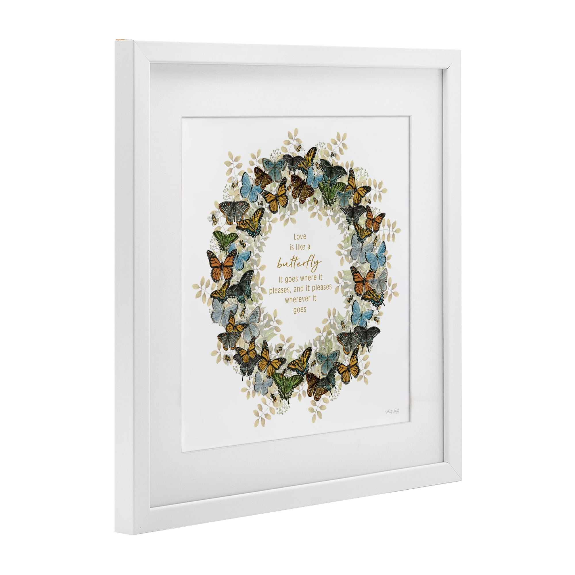 Stupell Industries Life Is Like A Butterfly Wreath White Framed Print Under Glass, design by Cindy Jacobs