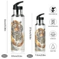 thumbnail image 2 of 600ml Vacuum Insulated Sports Water Bottle with Foldable Straw Stainless Steel Portable Thermos Cup Tiger in Action, 2 of 7