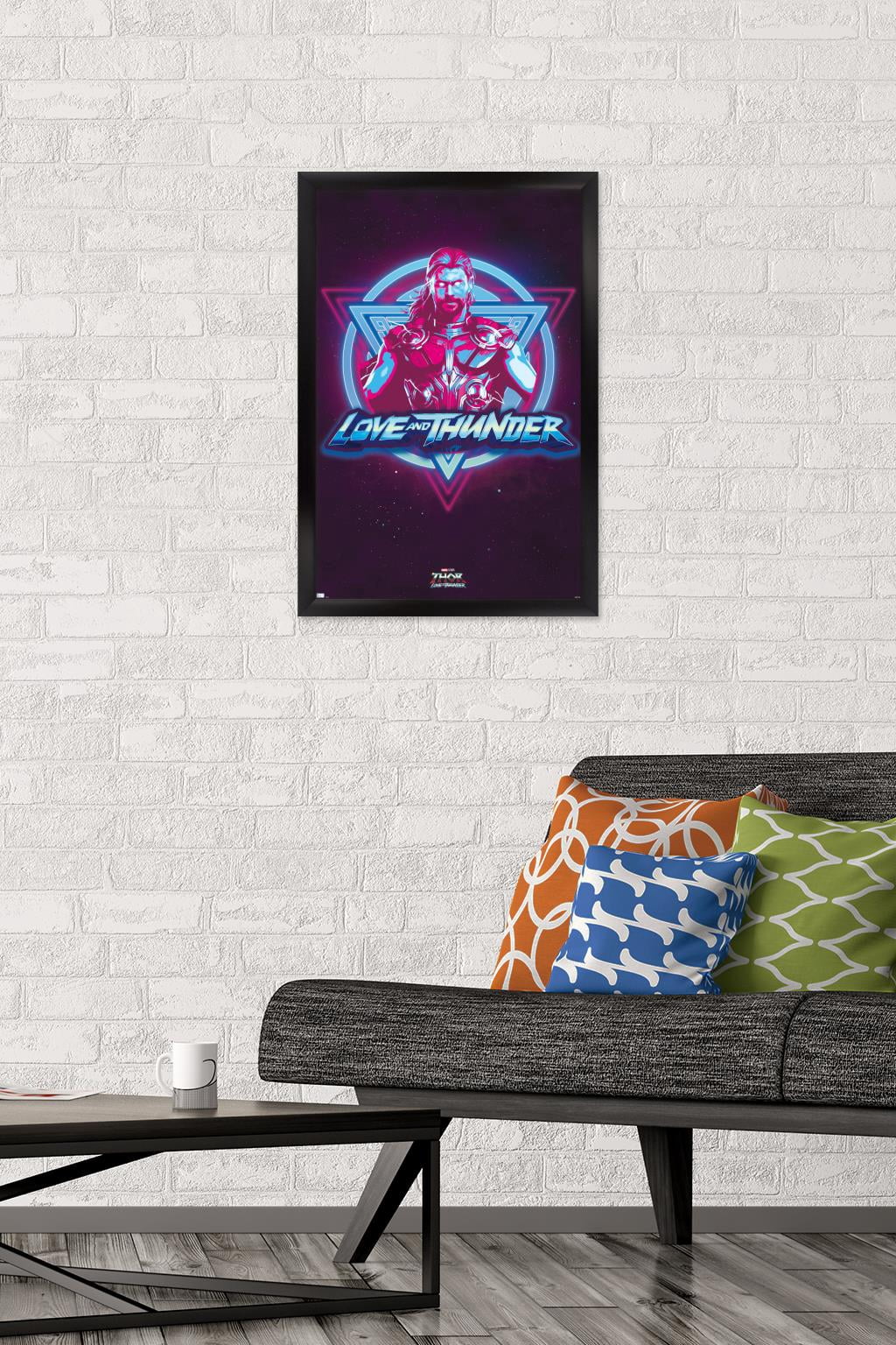 Marvel Thor: Love and Thunder - Vaporwave Wall Poster, 14.725" x 22.375" Framed