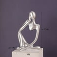 thumbnail image 2 of Thinker Statue Sculptures Statue Modern Abstract Resin Decoration on Shelf Table Desk for Living Room Office Bedroom Silver 4.72*3*2.17Inch, 2 of 5