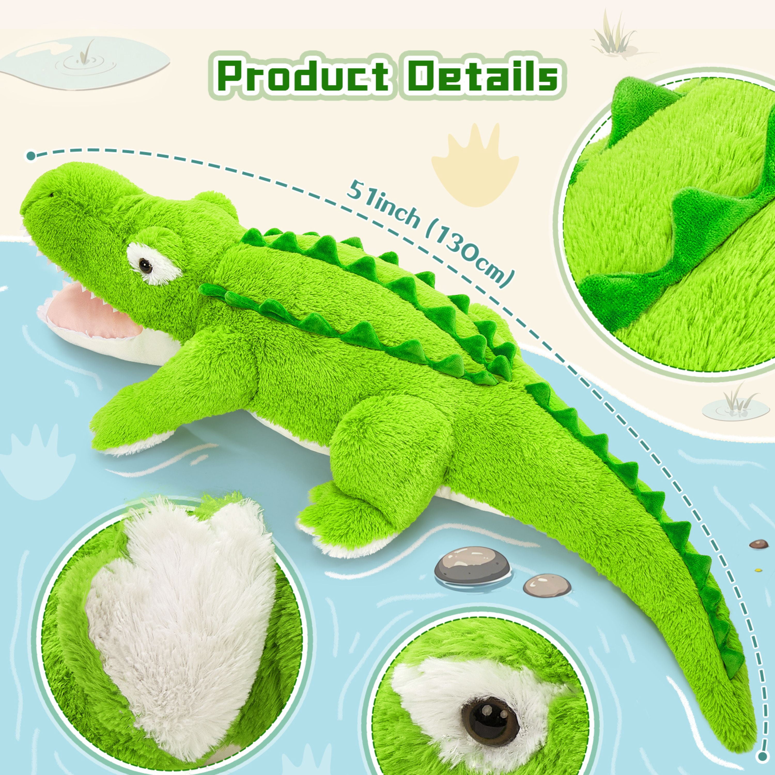 Muiteiur 51" Large Stuffed Animal Alligator Plush Crocodile Toy