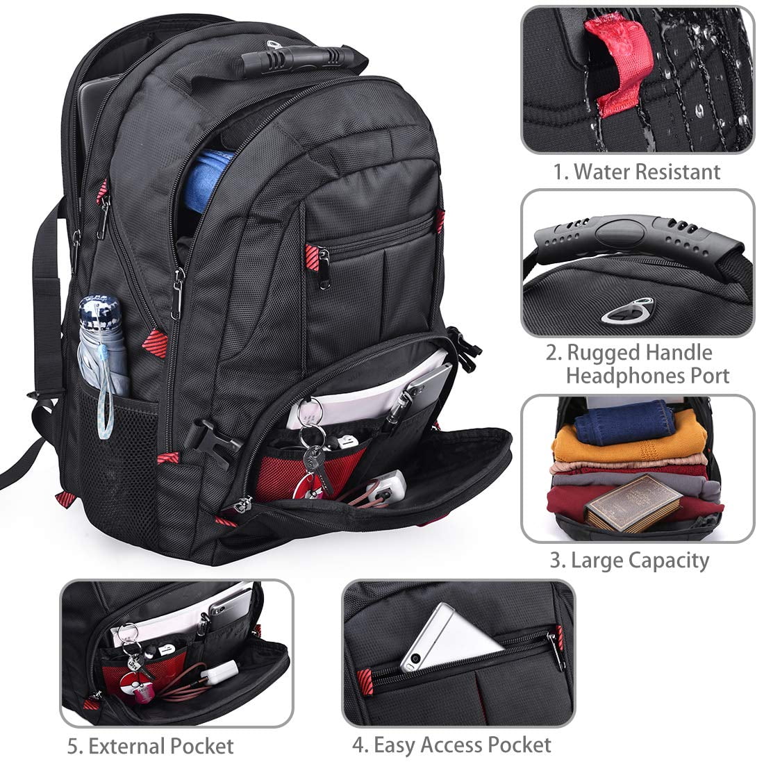 Laptop Backpack 18.4 Inch Waterproof Extra Large TSA Travel Backpack Rucksack 