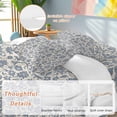 thumbnail image 4 of Blue Floral Full Size Comforter Set, Vintage Spring Flower Bohemian Blue Flowers Leaf Bedding for All Seasons, 4 Pcs Bed Set, 1Quiltcover (86"x86") ,1Sheet(80"x116"), 2Pillowcases (30"x20"), 4 of 9