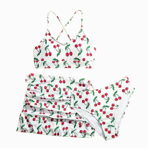 Ymyiu Baby Bathing Suit Girl Infant Girl Bikini Set Baby Vest Bathing Suit Toddler Girls 3 Piece Swimwear Beach Outfits Size 13-14 Years (White,13-14 Years)