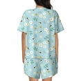 thumbnail image 3 of Kdxio Bee Flower Print Pajamas Sets for Women Short-Sleeved Pjs with Lounge Shorts Two Piece Sleepwear S-4XL, 3 of 9