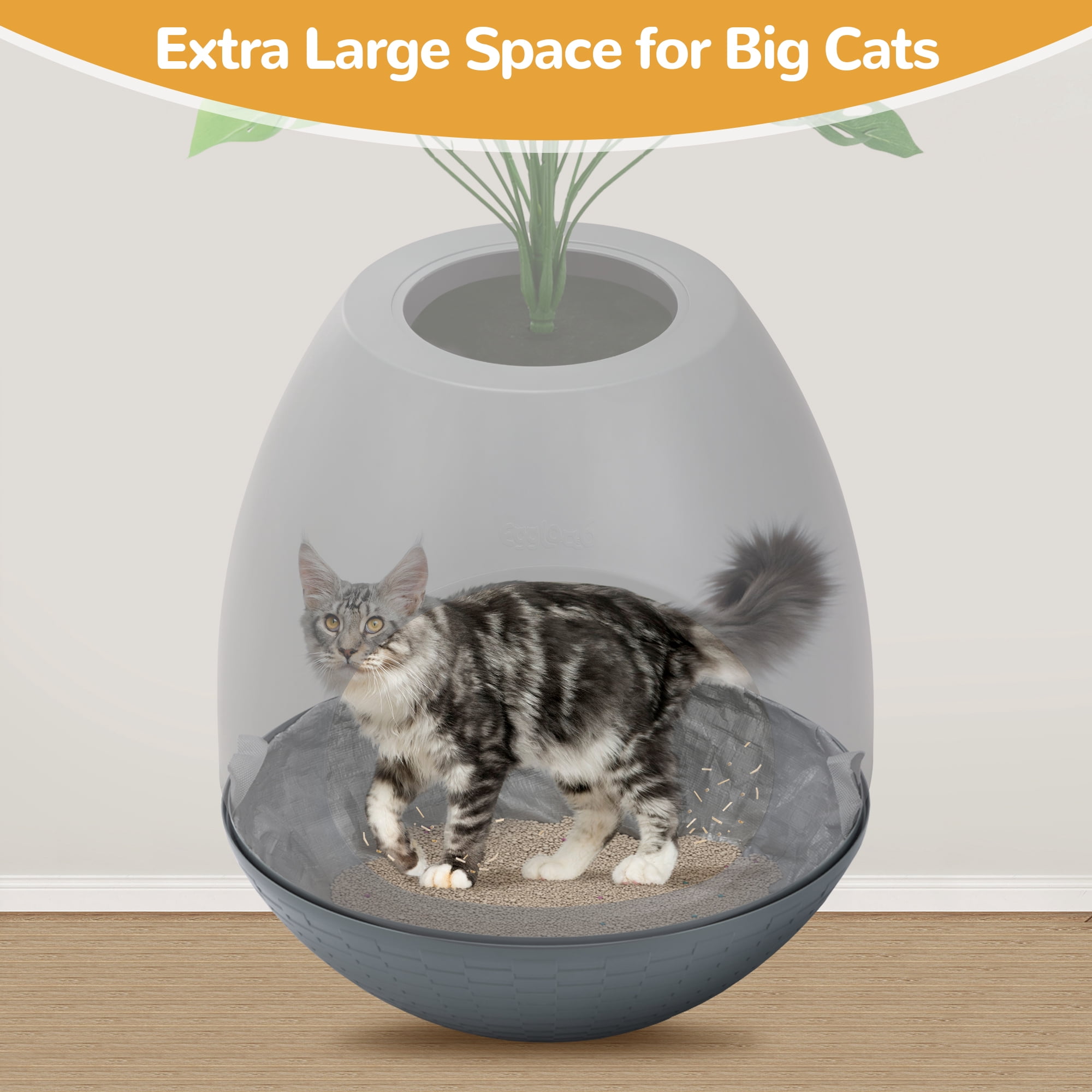COZIWOW Hidden Cat Litter Box with Artificial Plants Cat Litter Mat Scoop DIY Litter Box Furniture, Gray