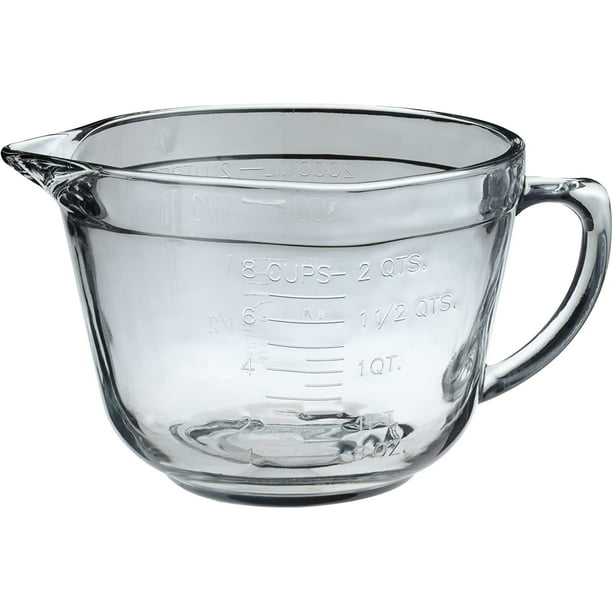 Microwave-Safe Glass Batter Mixing Bowl w/ Embossed Measurements (2 Qt