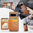 thumbnail image 3 of ELEHOLD Case for Google Pixel 7 Pro, Shockproof Magnetic Leather Wallet Case with Hand Grip & Kickstand & RFID Blocking,Brown, 3 of 5