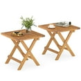 thumbnail image 1 of Gymax 2 PCS Outdoor Folding Side Table Acacia Wood End Table Square Patio Bistro Table, 1 of 10