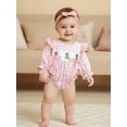 thumbnail image 4 of Miaouyo Infant Baby Girl Christmas Fall Jumpsuit 0 3 6 12 18 24 Months Plaid Print Tree Embroidery Long Sleeve Round Neck Bow Romper, 4 of 9